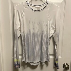 Lucky in Love White and Blue Gradient Long Sleeve Top
